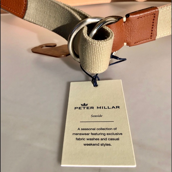 Peter Millar Seaside Canvas Leather O-Ring Belt - Picture 2 of 8